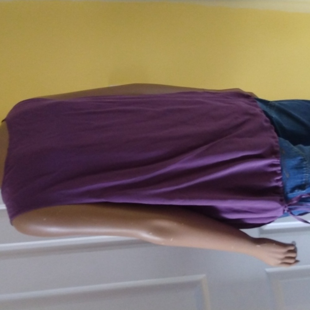 Purple 100% Silk Top Size XL Sleeveless Drawstring Bottom NWOT - Picture 6 of 9